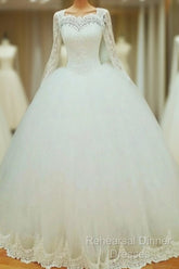 Lace Long Sleeves Wedding Dresses Ball Gowns